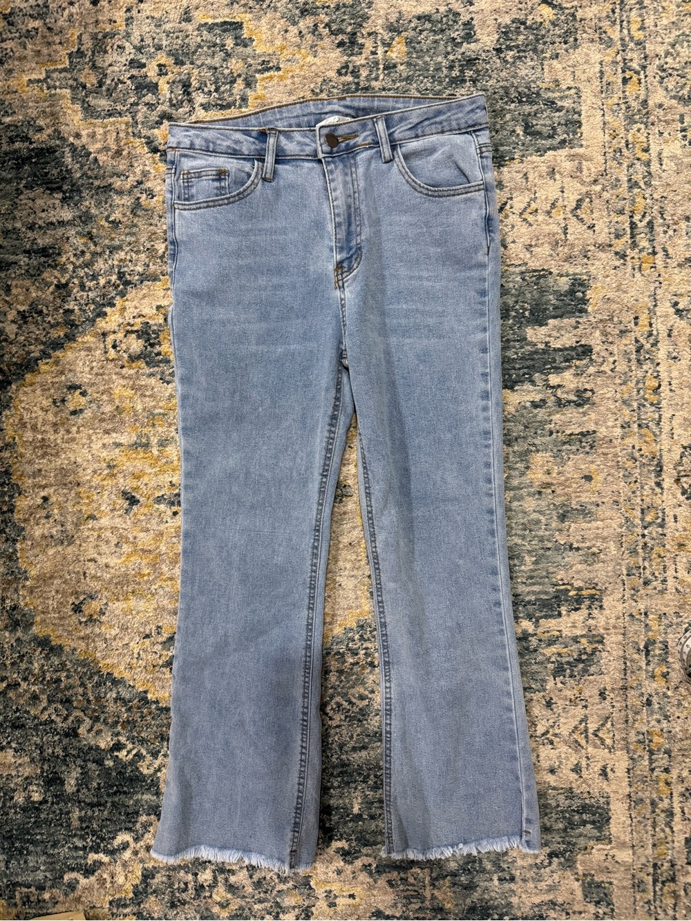 Magnolia Light Blue Flare Jeans with Raw Hem